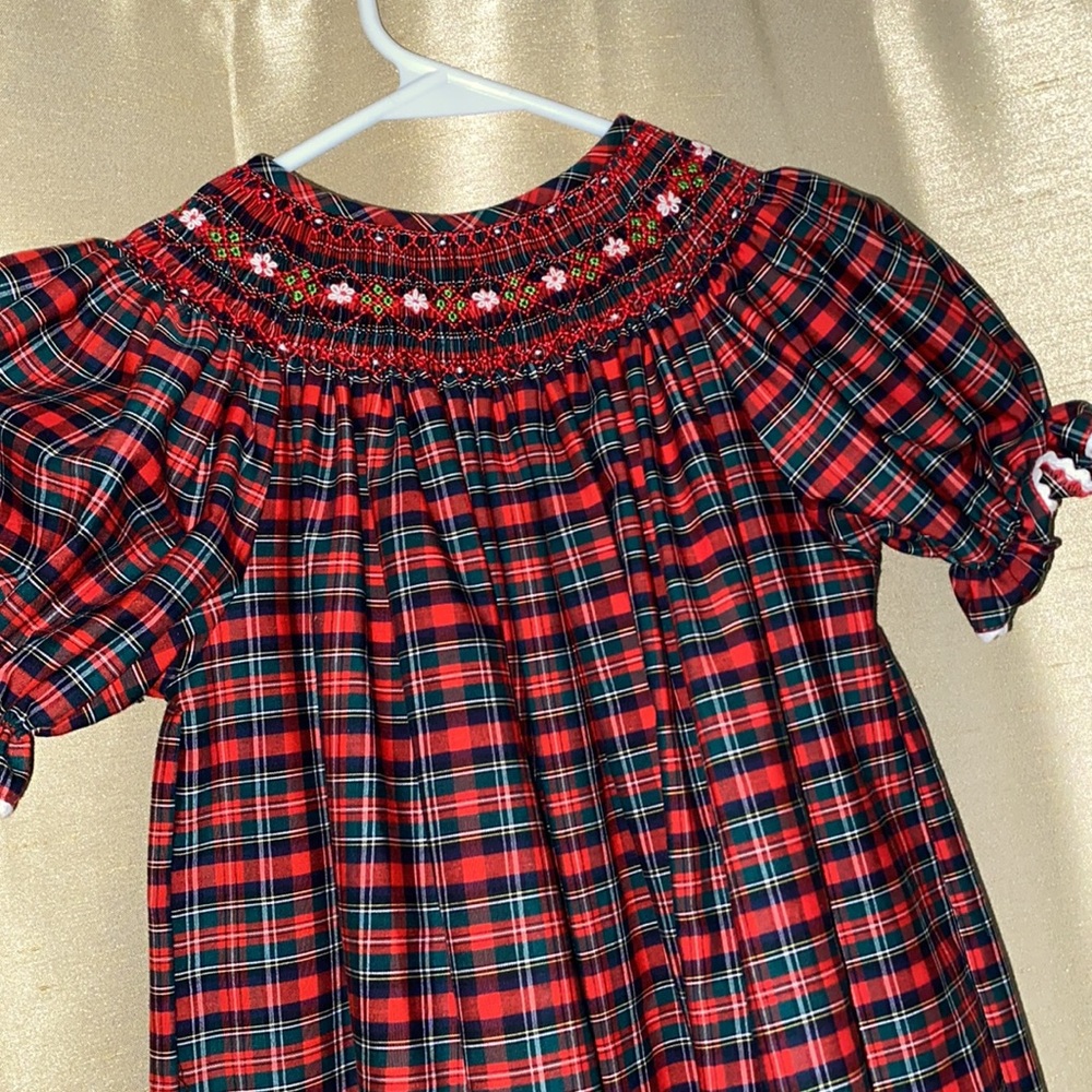 Christmas with Santa plaid dress with smocking
